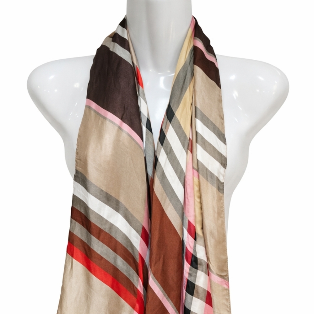 Burberry Scarf with Red and Brown Stripes